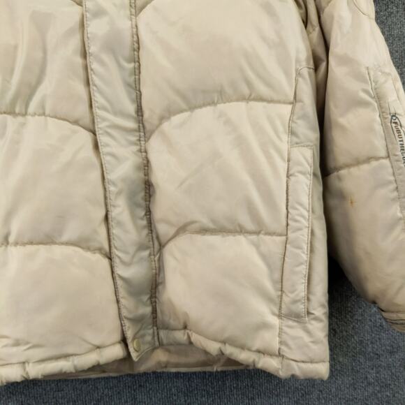 FUBU The Collection Down Puffer Coat Jacket Size 14/16 Cream Hooded Logo - Picture 7 of 12